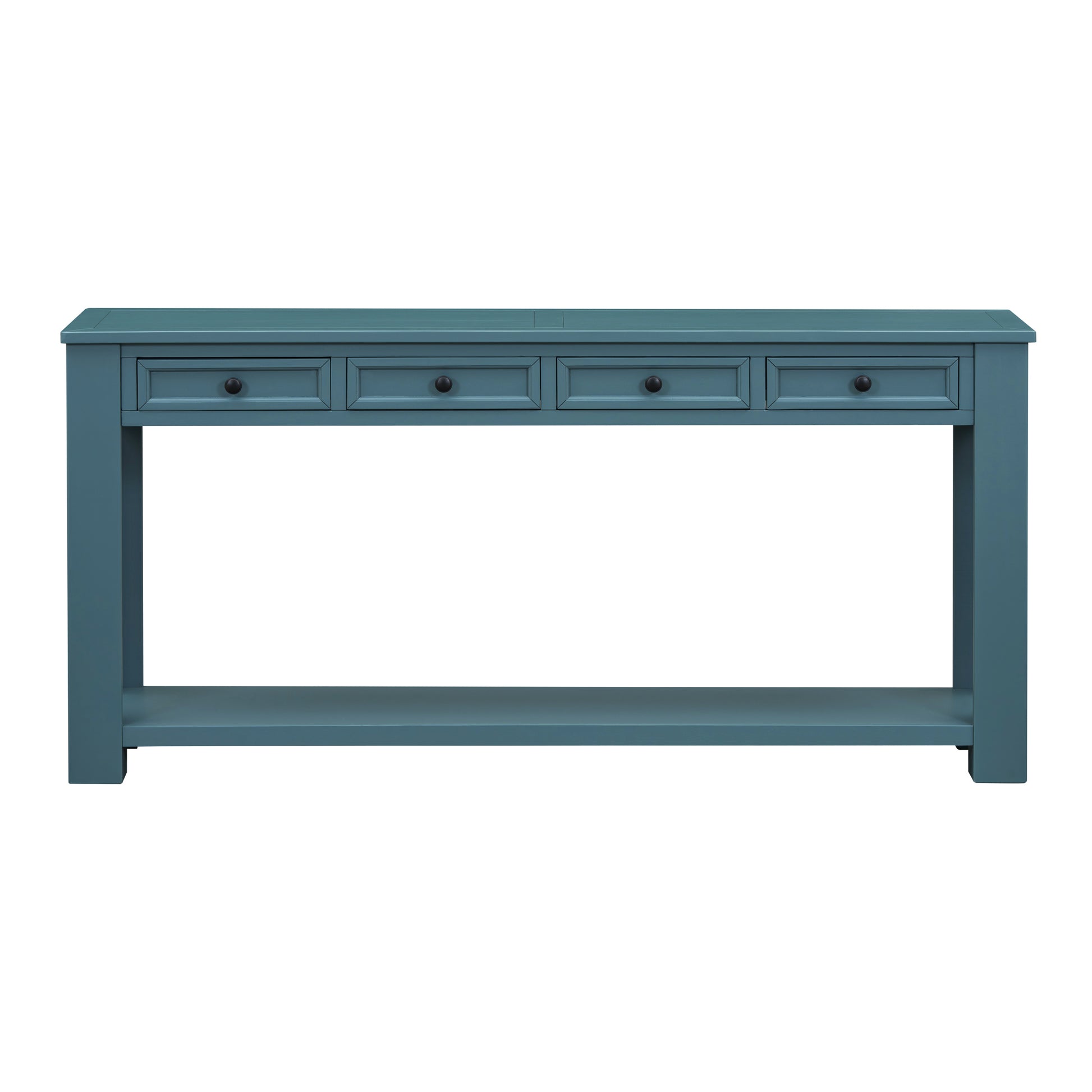 Console Table Sofa Table With Storage Drawers And Bottom Shelf For Entryway Hallway Dark Blue Dark Blue Solid Wood