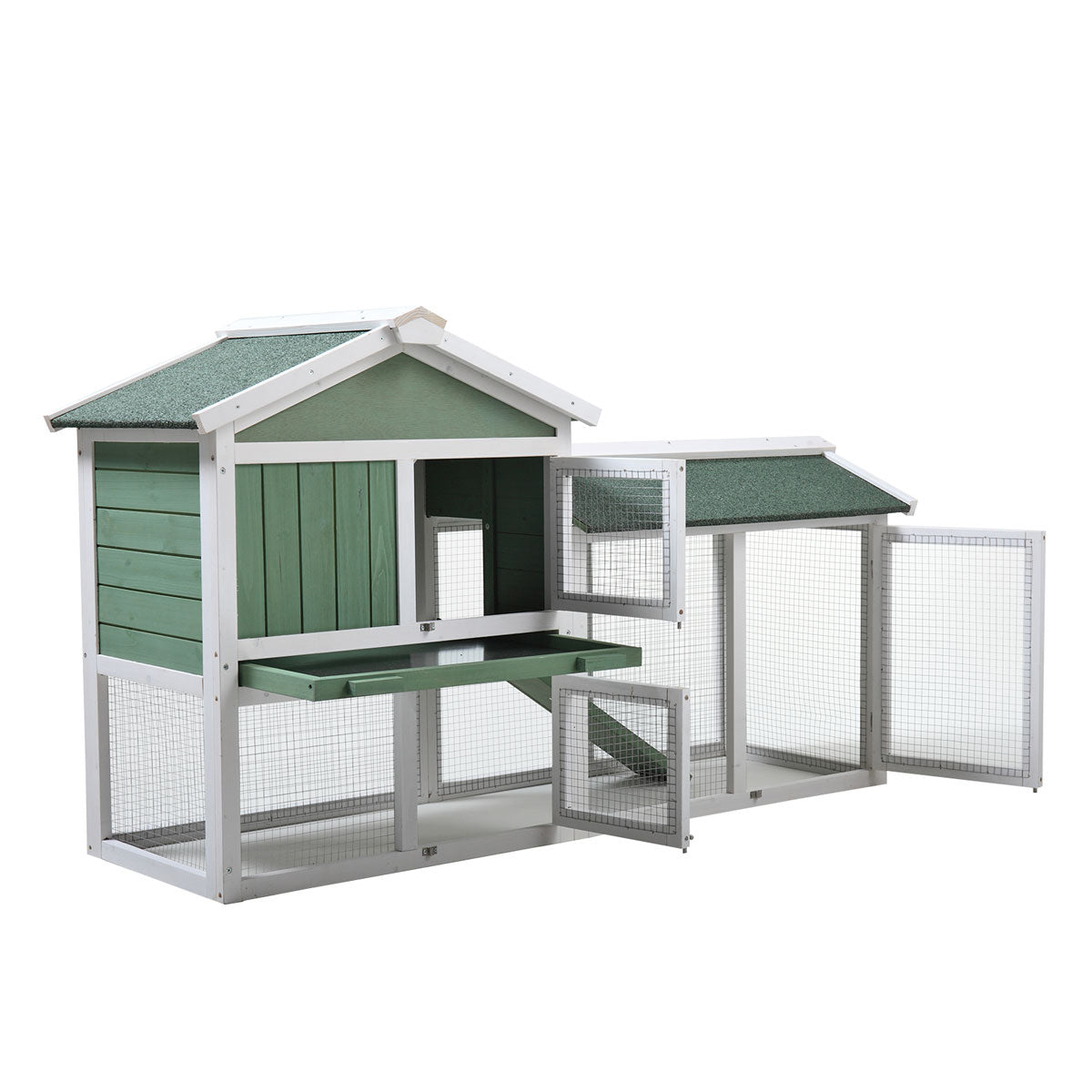 Large Wooden Rabbit Hutch Indoor and Outdoor Bunny green-wood