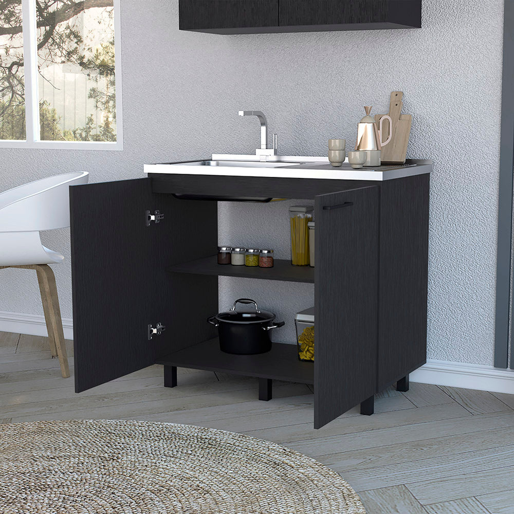 Utility Sink Cabinet Burwood, Kitchen, Black Black Particle Board Particle Board