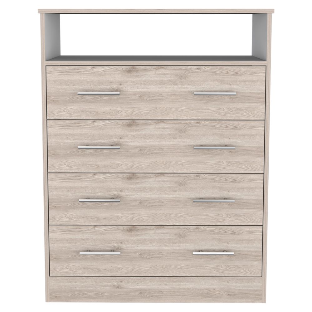 Four Drawer Dresser Wuju, Bedroom, Light Gray White Light Gray Particle Board Particle Board