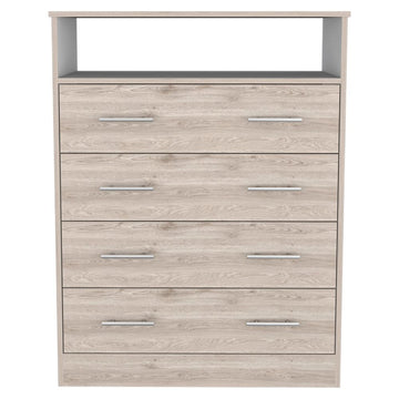 Four Drawer Dresser Wuju, Bedroom, Light Gray White Light Gray Particle Board Particle Board