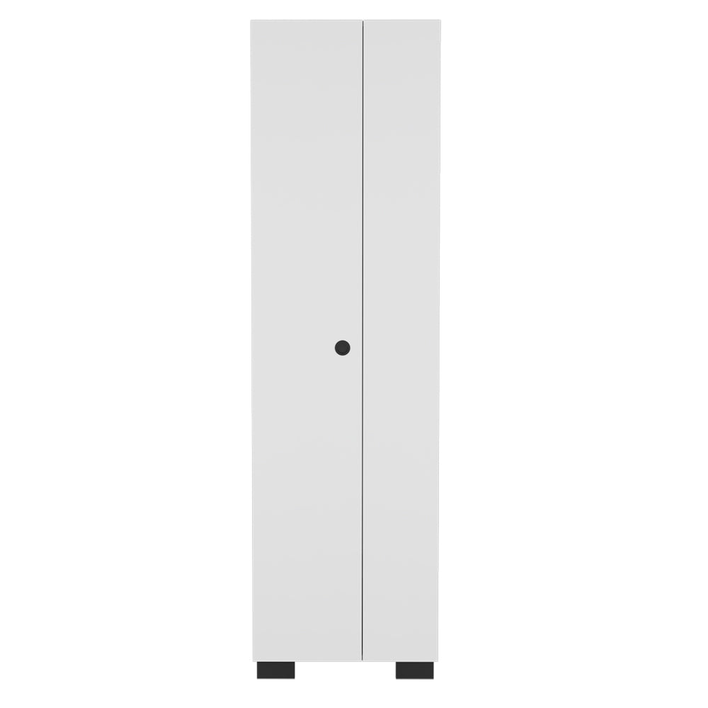 Broom Cabinet Lucin, Garage, White - White