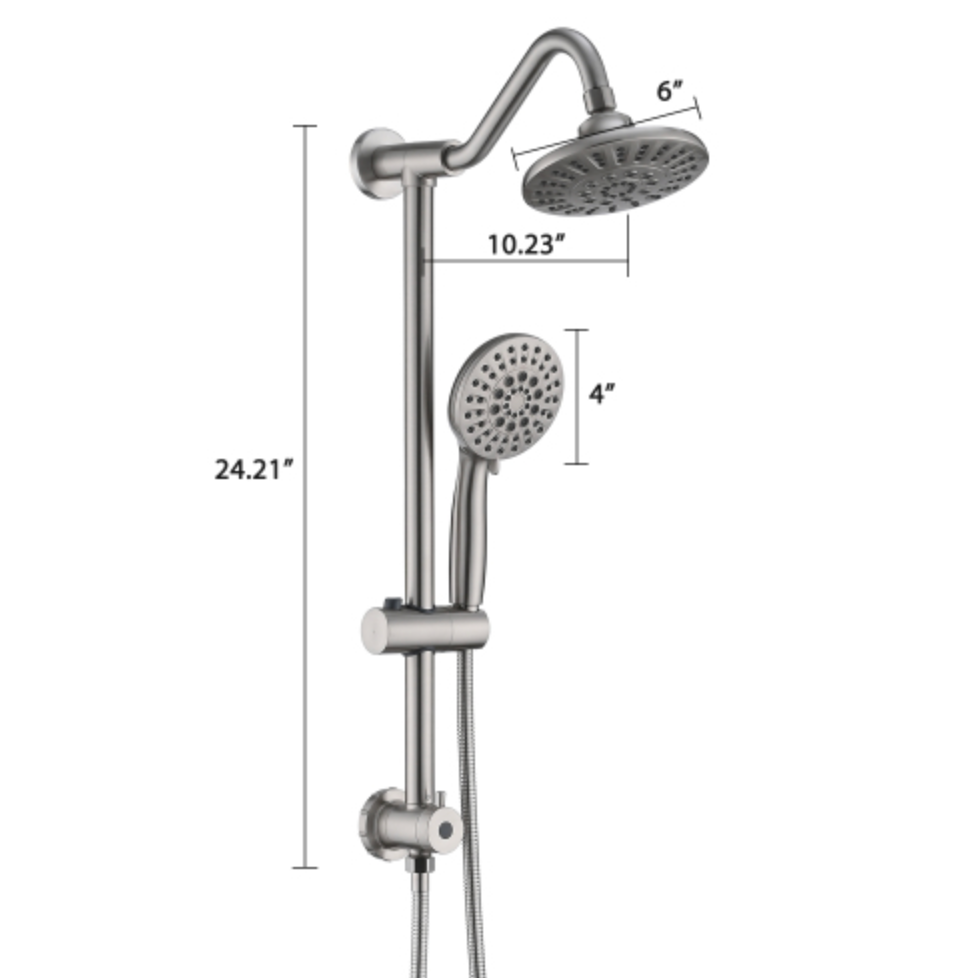 6" Brushed Nickel Rain Shower Head With Handheld Shower Head Bathroom Rain Shower System Brushed Nickel Stainless Steel