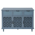 3 Door 3 Drawer Cabinet, American Furniture, Suitable For Bedroom, Living Room, Study Blue Particle Board