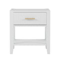 Wooden Nightstand With A Drawer And An Open Storage, End Table For Bedroom, White White Particle Board