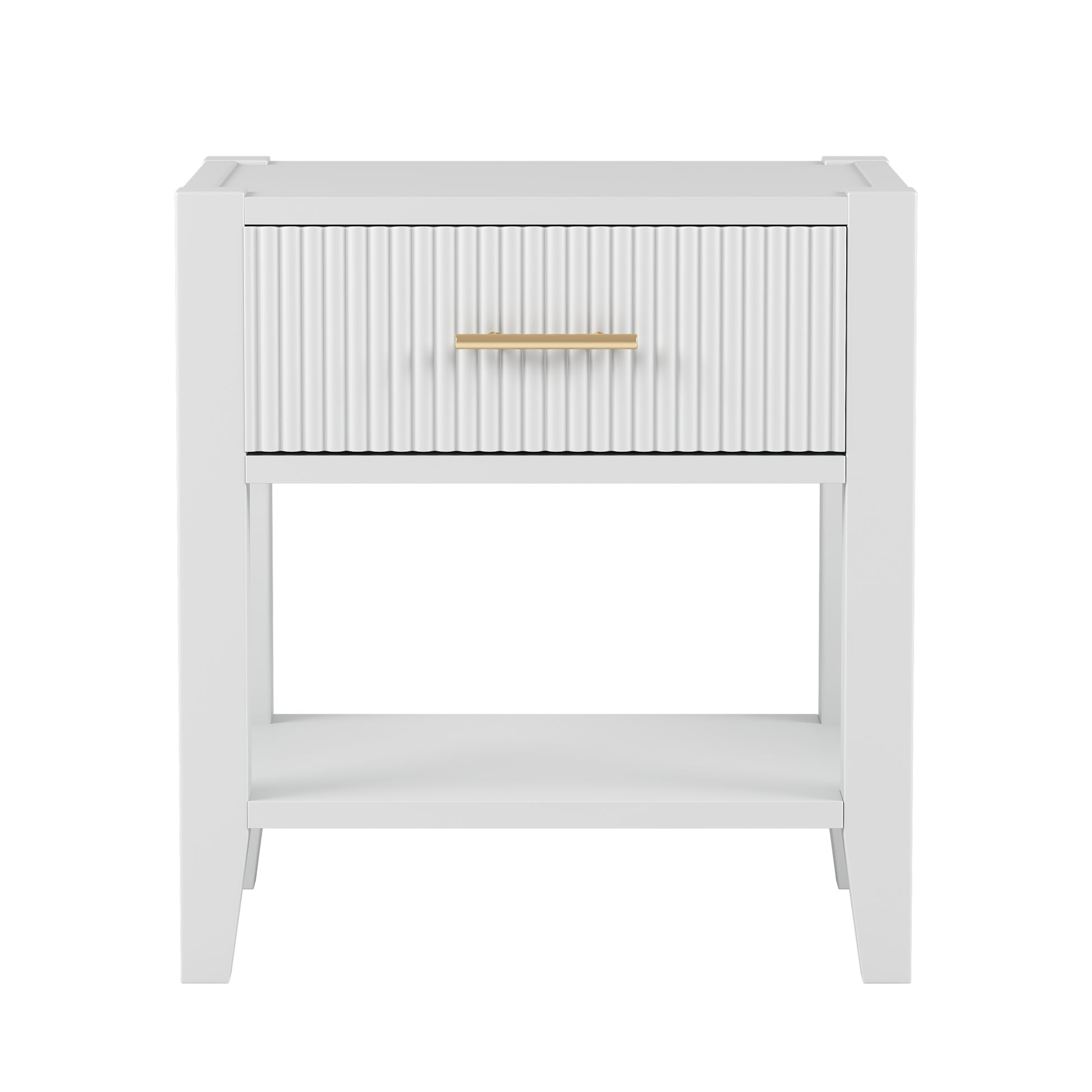 Wooden Nightstand With A Drawer And An Open Storage, End Table For Bedroom, White White Particle Board