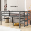 Wood Twin Size Loft Bed With Side Ladder, Antique Grey Box Spring Not Required Twin Antique Gray Wood Bedroom Solid Wood Mdf