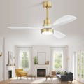 48 Inch Modern S 3 Wood Fan Blade Noiseless Reversible Motor Remote Control Gold Metal & Wood