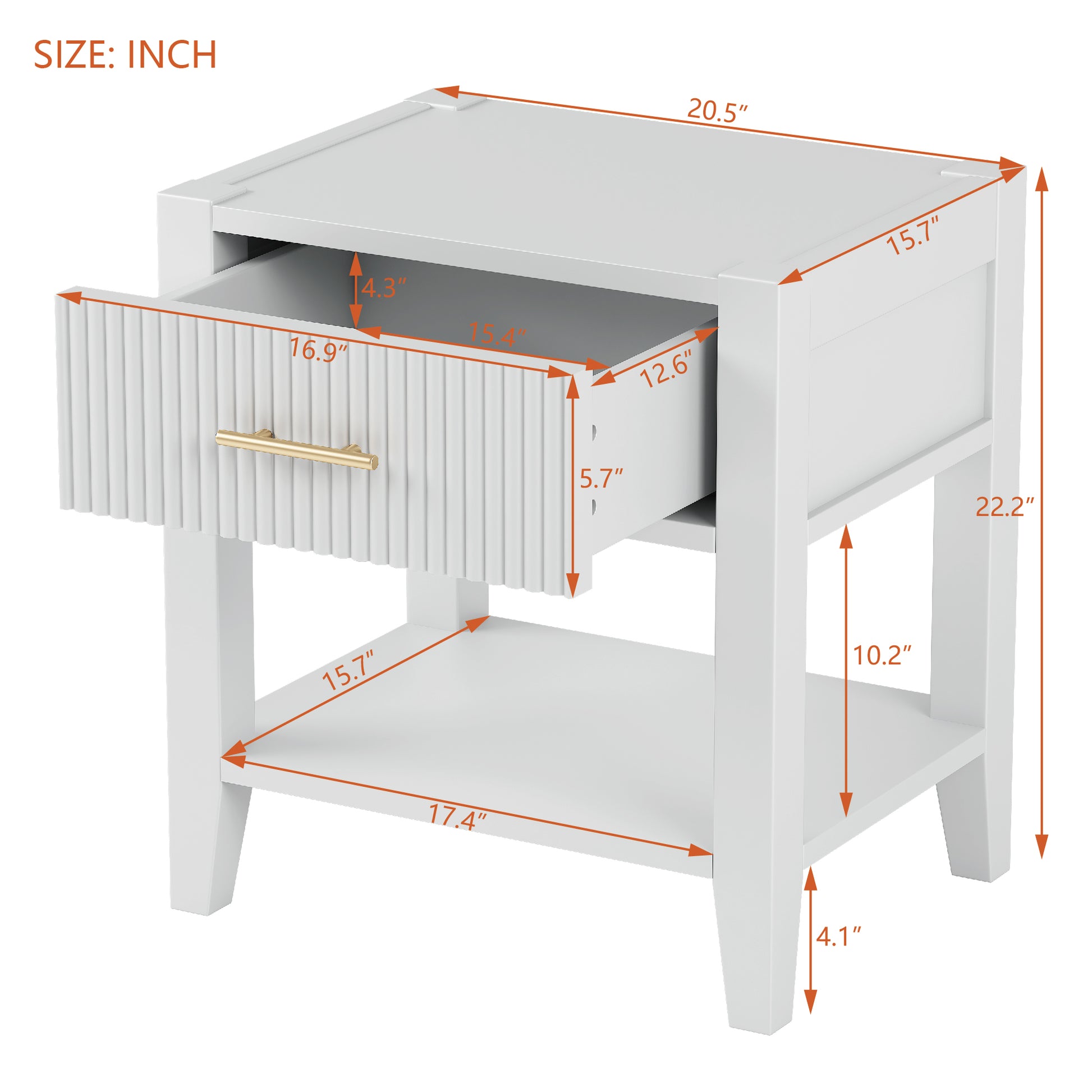 Wooden Nightstand With A Drawer And An Open Storage, End Table For Bedroom, White White Particle Board