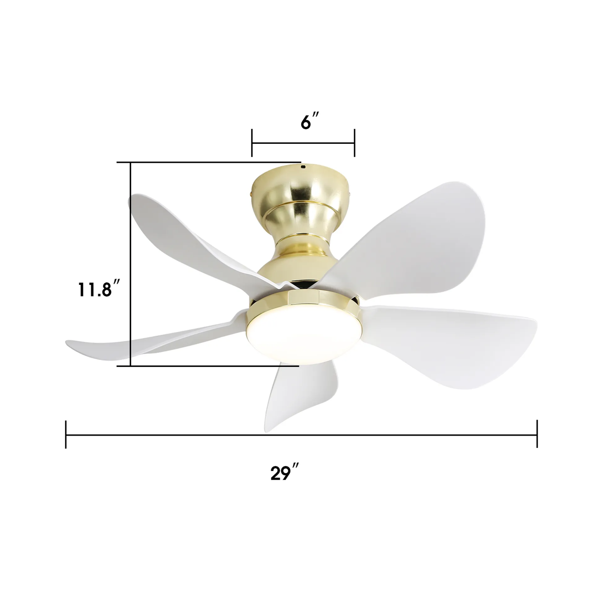 29 Inch Indoor Flush Mount Ceiling Fan with Light gold-abs