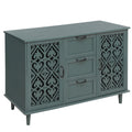 2 Door 3 Drawer Cabinet, American Furniture, Suitable For Bedroom, Living Room, Study Dark Green Particle Board