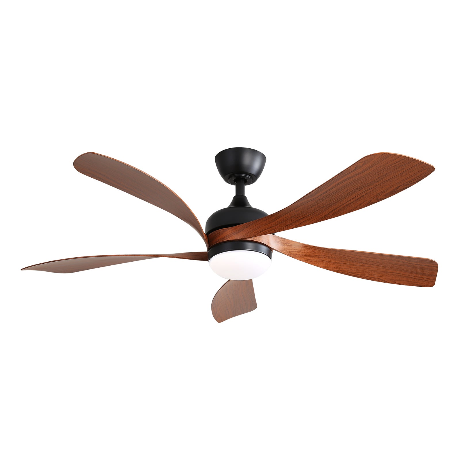 52 Inch Modern Ceiling Fan With 5 Abs Blades Noiseless Reversible Dc Motor Black For Bedroom Black Abs