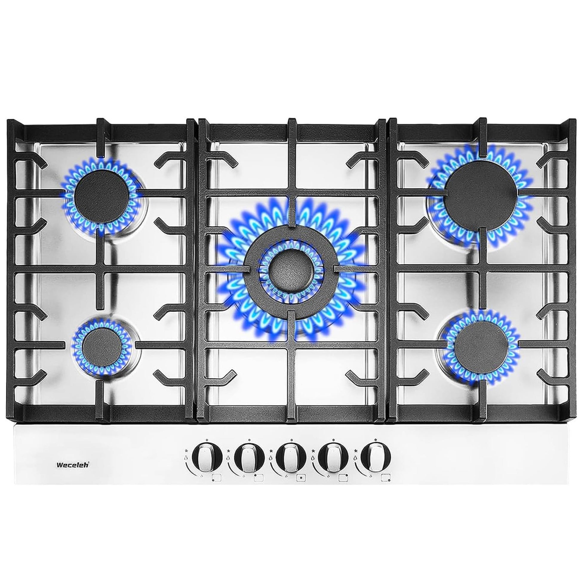 30" Built in Gas Cooktop Stove Top 5 Burners LPG NG silver-kitchen-modern-stainless steel