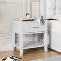 Wooden Nightstand With A Drawer And An Open Storage, End Table For Bedroom, White White Particle Board