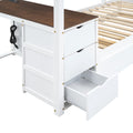 Twin Over Twin Bunk Bed With Twin Size Trundle, Storage And Desk, White Walnut White Walnut Solid Wood