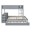 Full Over Full Bunk Bed With Twin Size Trundle, Storage And Desk, Gray Gray Solid Wood