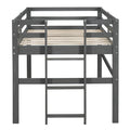 Wood Twin Size Loft Bed With Side Ladder, Antique Grey Box Spring Not Required Twin Antique Gray Wood Bedroom Solid Wood Mdf