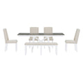 6 Piece Classic Dining Table Set, Rectangular Extendable Dining Table With Two 12