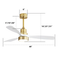 48 Inch Modern S 3 Wood Fan Blade Noiseless Reversible Motor Remote Control Gold Metal & Wood