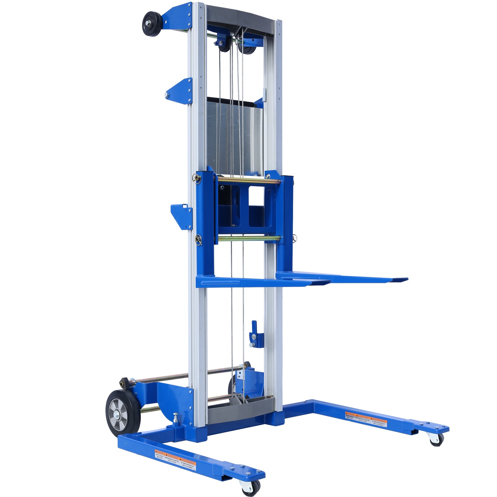 Adjustable Straddle Hand Winch Lift Truck, 42.90" Length, 43.30" Width, 66.9" Height, 400 Lbs Capacity Blue Aluminium