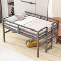 Wood Twin Size Loft Bed With Side Ladder, Antique Grey Box Spring Not Required Twin Antique Gray Wood Bedroom Solid Wood Mdf