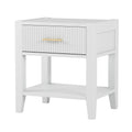 Wooden Nightstand With A Drawer And An Open Storage, End Table For Bedroom, White White Particle Board