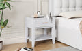 Wooden Nightstand With A Drawer And An Open Storage, End Table For Bedroom, White White Particle Board