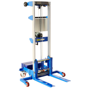 Counterbalance Hand Winch Lift Truck, 46" Length,43.30" Width, 66.9" Height, 500 Lbs Capacity Blue Aluminium