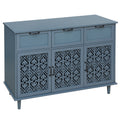 3 Door 3 Drawer Cabinet, American Furniture, Suitable For Bedroom, Living Room, Study Blue Particle Board