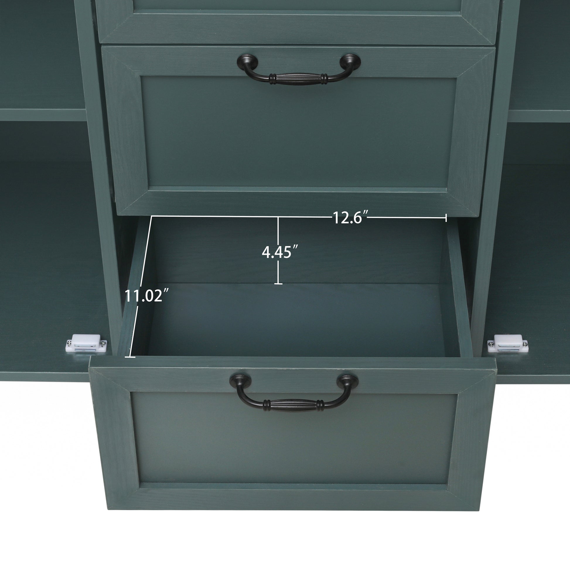 2 Door 3 Drawer Cabinet, American Furniture, Suitable For Bedroom, Living Room, Study Dark Green Particle Board