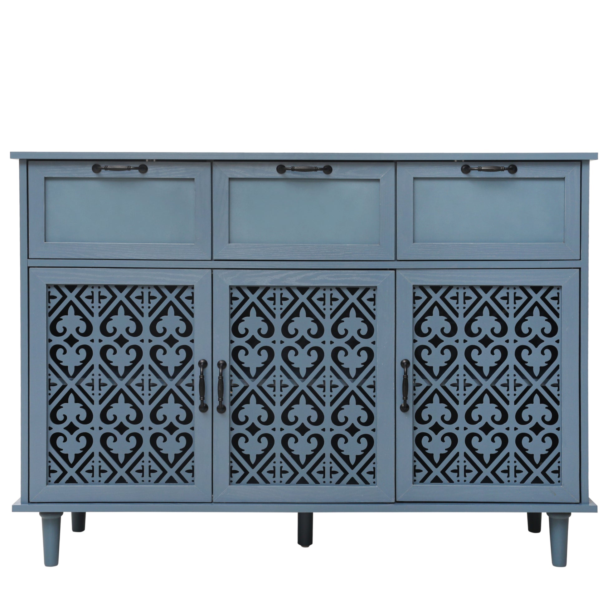 3 Door 3 Drawer Cabinet, American Furniture, Suitable For Bedroom, Living Room, Study Blue Particle Board