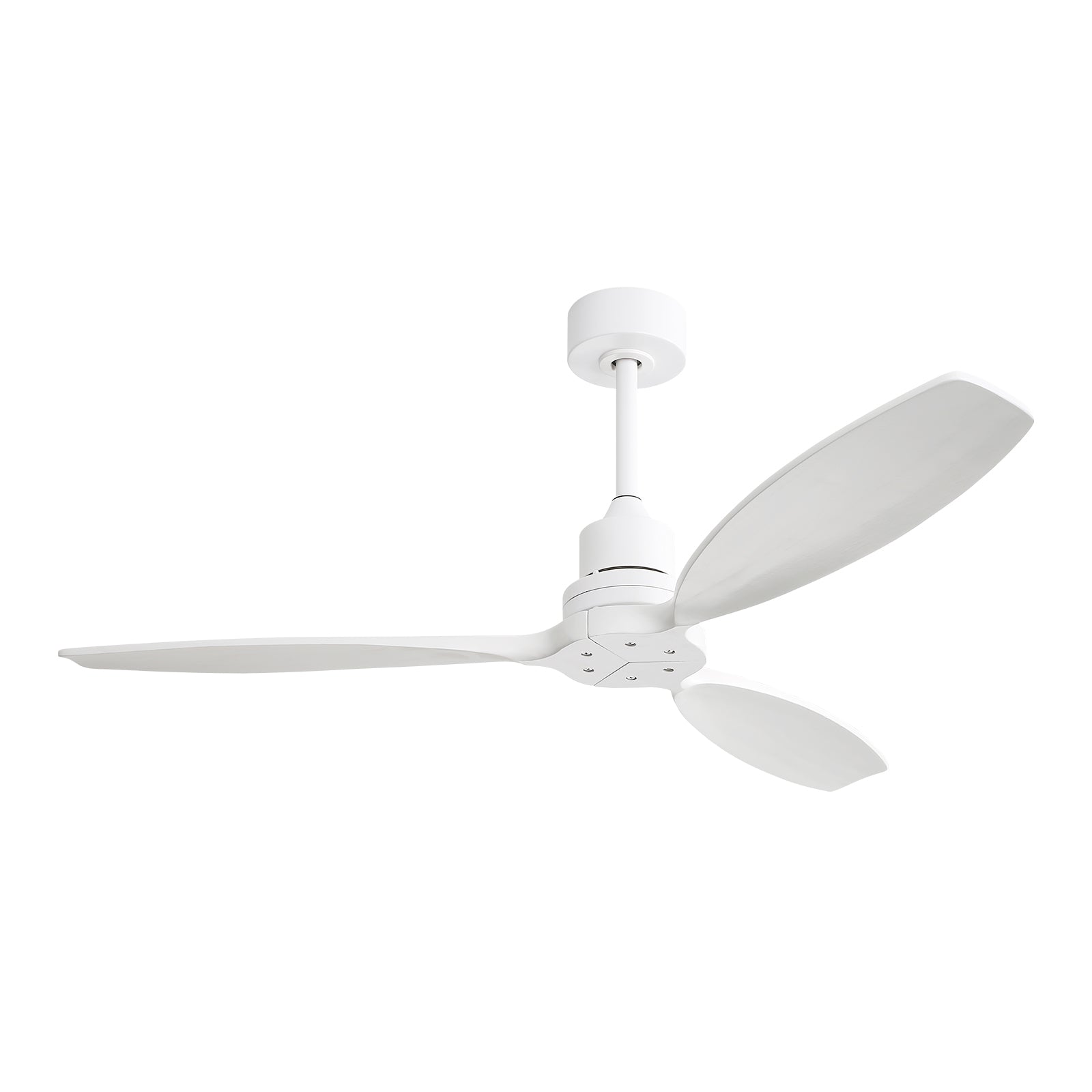 52 Inch Wood Blade Low Profile Ceiling Fan With 6 Speed Remote Control For Patio Living Room White Metal & Wood