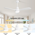 48 Inch Solid Wood Ceiling Fan With Dimmable Light 6 Speed Reversible Dc Motor White Metal & Wood