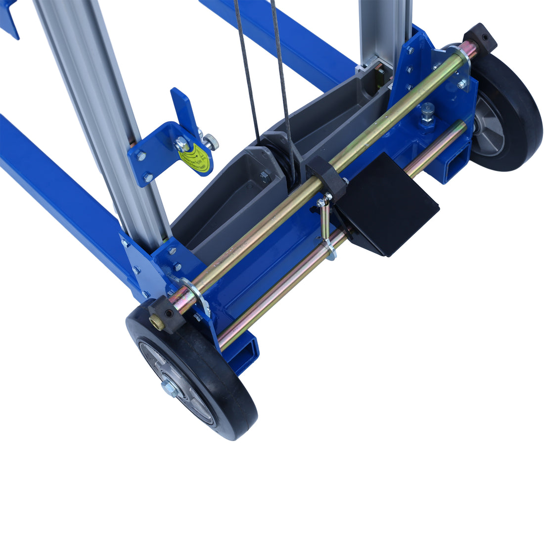 Fixed Straddle Hand Winch Lift Truck, 34.6" Length, 24.8" Width, 66.9" Height, 400 Lbs Capacity Blue Aluminium