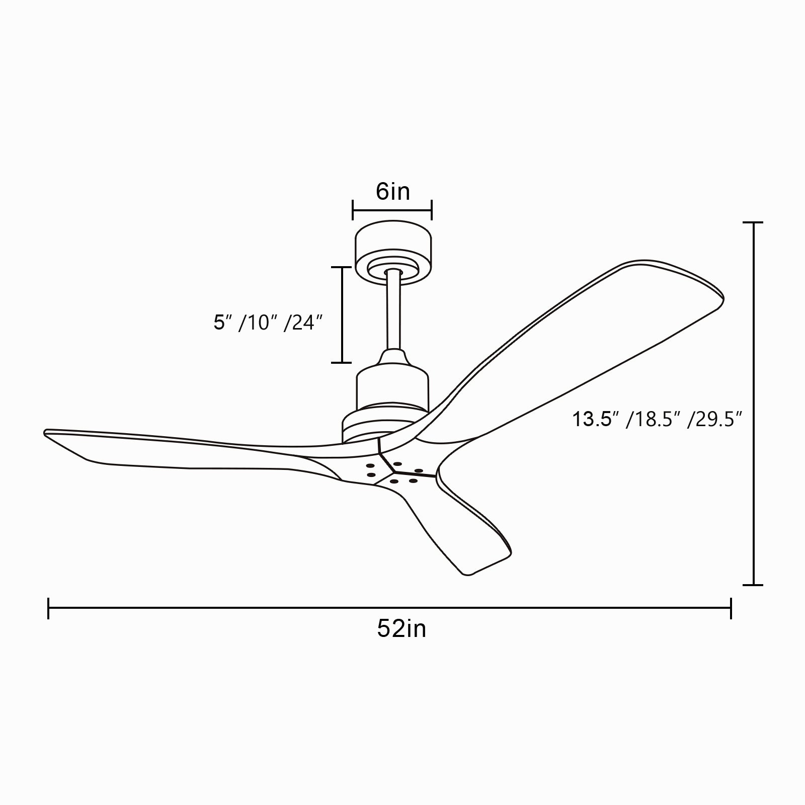 52 Inch Outdoor Farmhouse Ceiling Fan With Remote Control Solid Wood Fan Blade Reversible Motor Brushed Nickel Metal & Wood