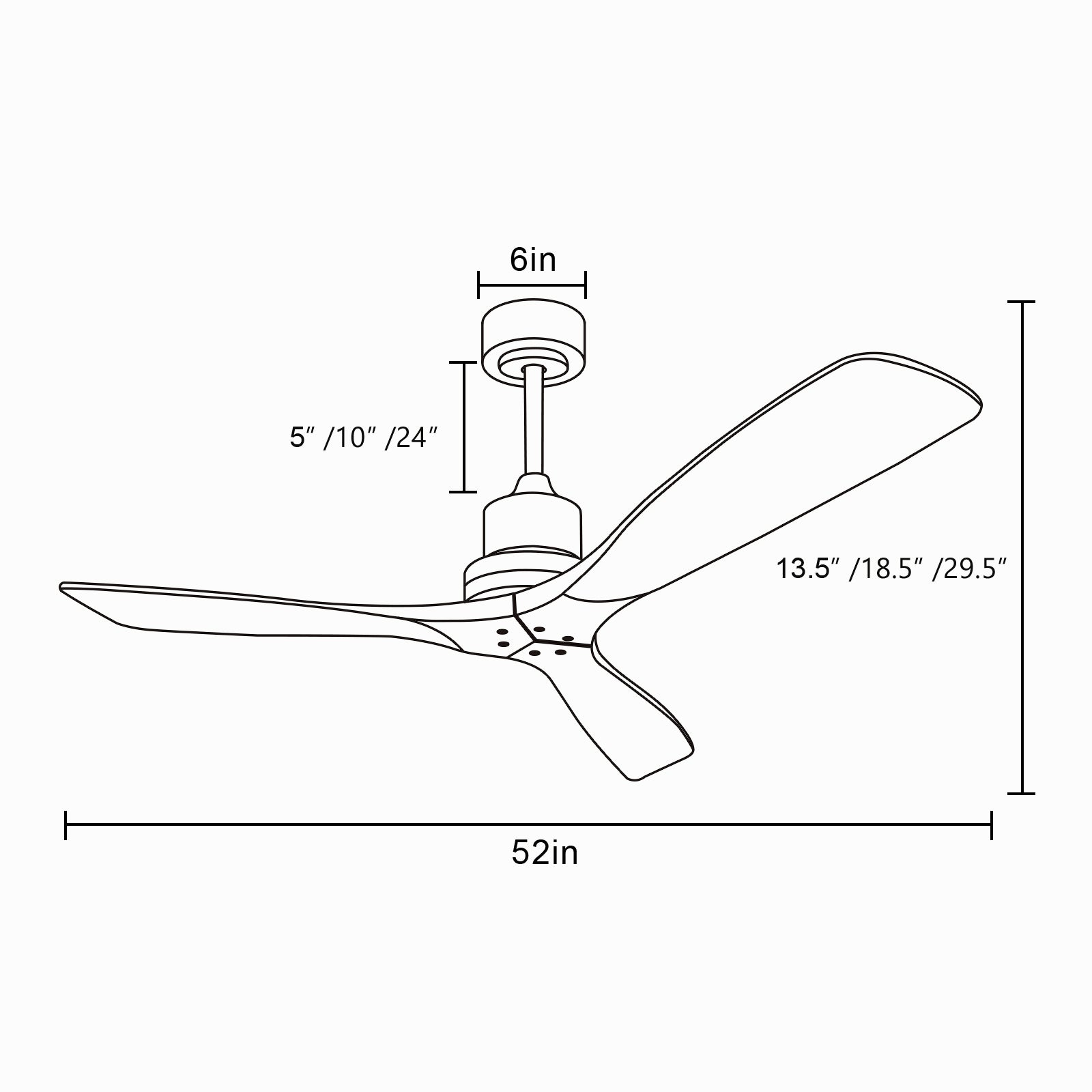 52 Inch Outdoor Farmhouse Ceiling Fan with Remote brushed nickel-metal & wood