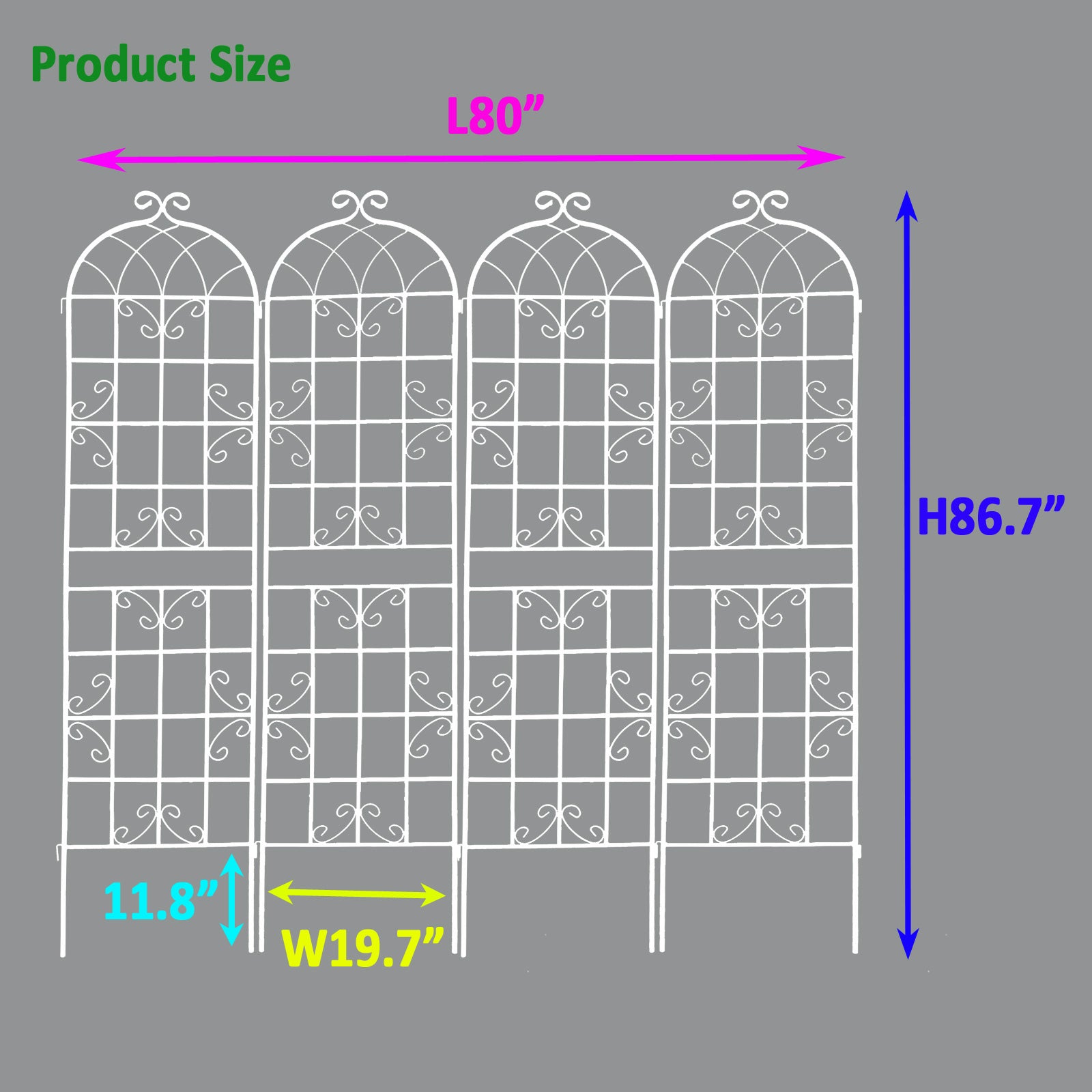 4 Pack Metal Garden Trellis 86.7" X 19.7" Rustproof Trellis For Climbing Plants Outdoor Flower Support Cream White Cream White Garden & Outdoor Iron