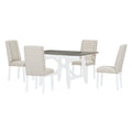 6 Piece Classic Dining Table Set, Rectangular Extendable Dining Table With Two 12