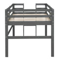 Wood Twin Size Loft Bed With Side Ladder, Antique Grey Box Spring Not Required Twin Antique Gray Wood Bedroom Solid Wood Mdf