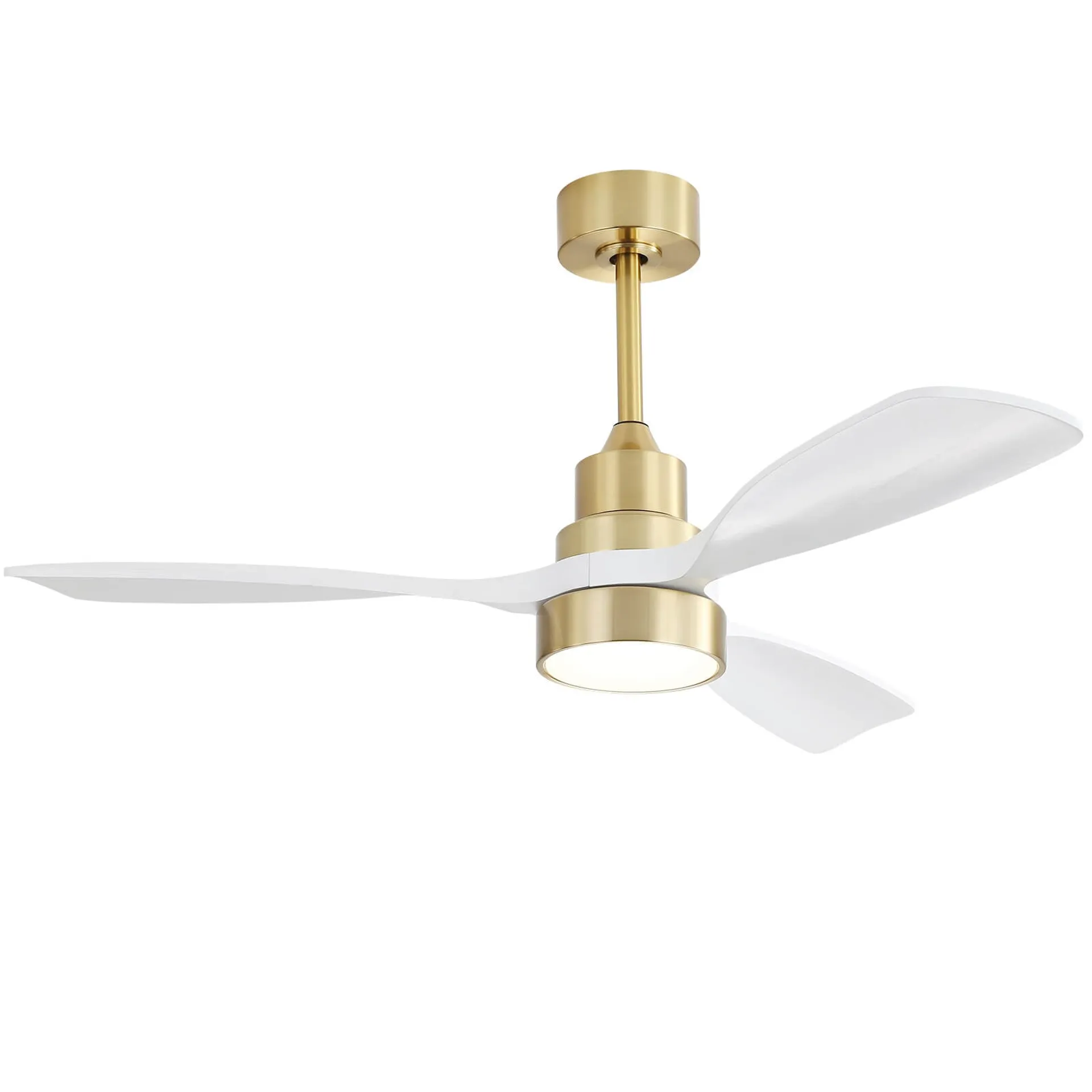 48 Inch Modern S 3 Wood Fan Blade Noiseless Reversible Motor Remote Control Gold Metal & Wood