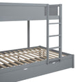 Full Over Full Bunk Bed With Twin Size Trundle, Storage And Desk, Gray Gray Solid Wood