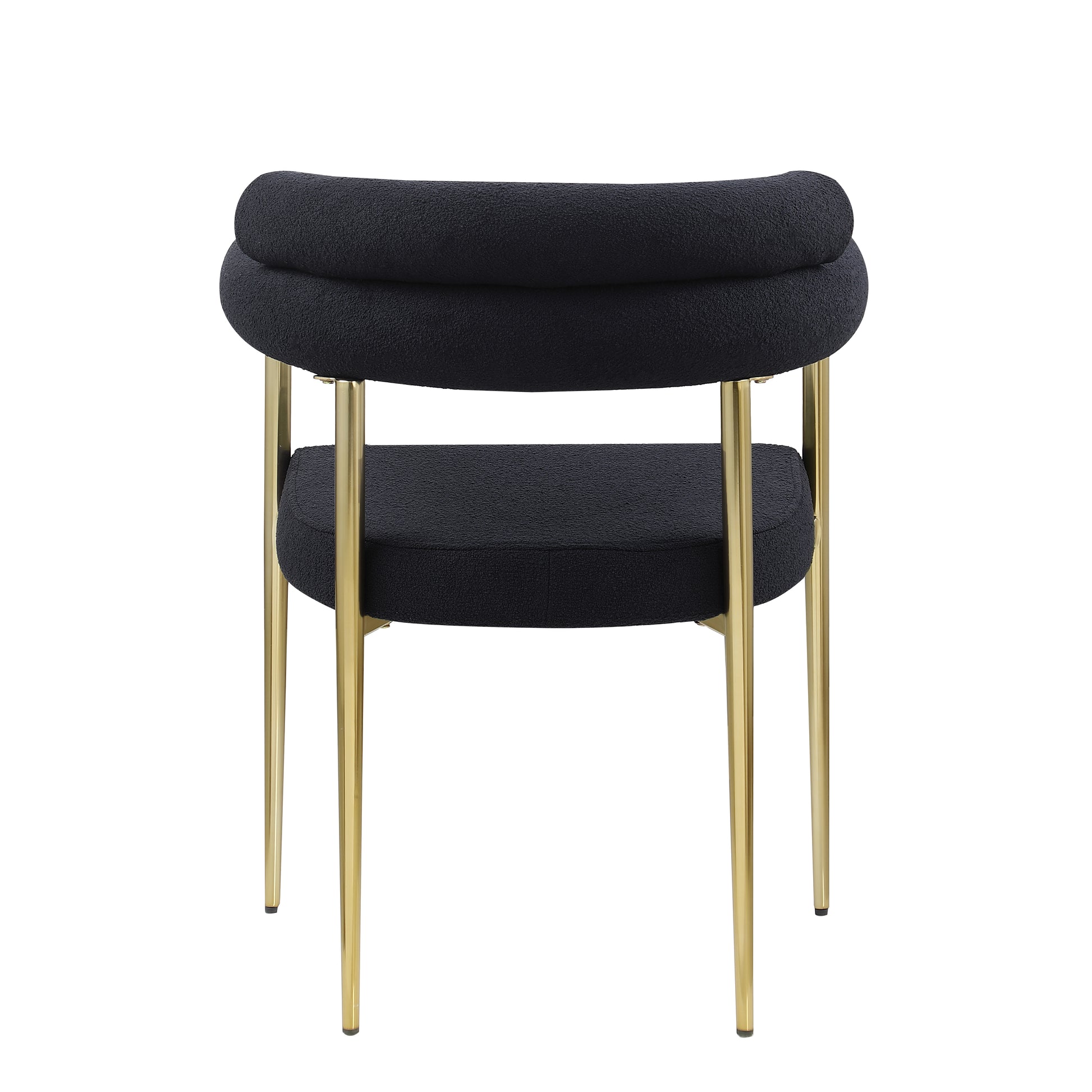 Woker Dining Chairs Set Of 2, Mid Century Modern Dining Chairs, Kitchen Dining Room Chairs, Round Boucle Backrest Sherpa Dining Chair With Brushed Bronze Metal Legs Iron Black Dining Room Foam Round Dining Chairs Foam Metal