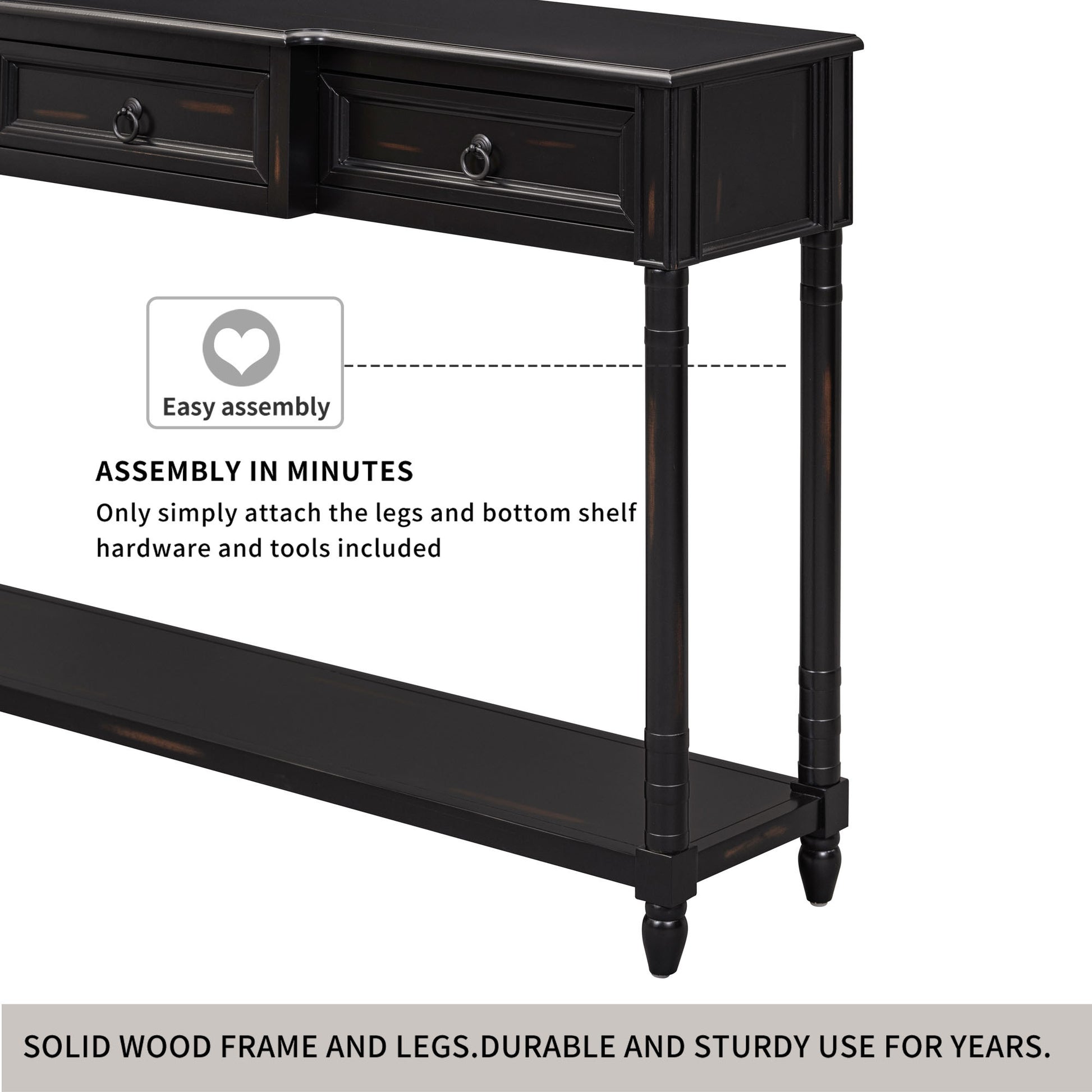 Console Table Sofa Table With Drawers For Entryway With Projecting Drawers And Long Shelf Espresso, Old Sku: Wf189574Aab Espresso Solid Wood Mdf