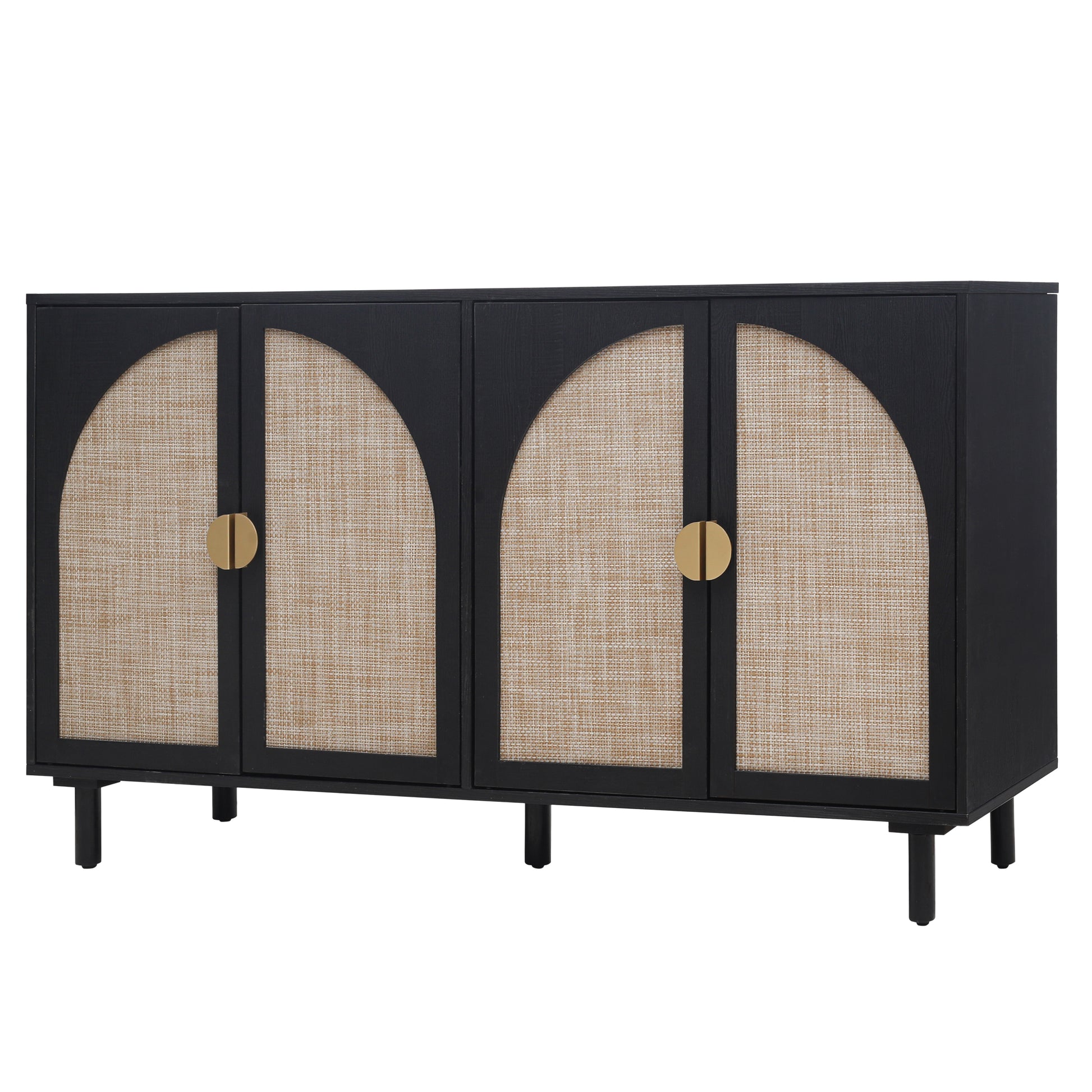 4 Door Cabinet, Suitable For Bedroom, Living Room, Study Black Mdf