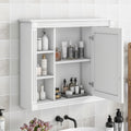 35'' X 28'' Wall Mounted Bathroom Storage Cabinet, Medicine Cabinet, Modern Bathroom Wall Cabinet With Mirror, Mirror Cabinet With 6 Open Shelves Not Include Bathroom Vanity White Bathroom Mdf