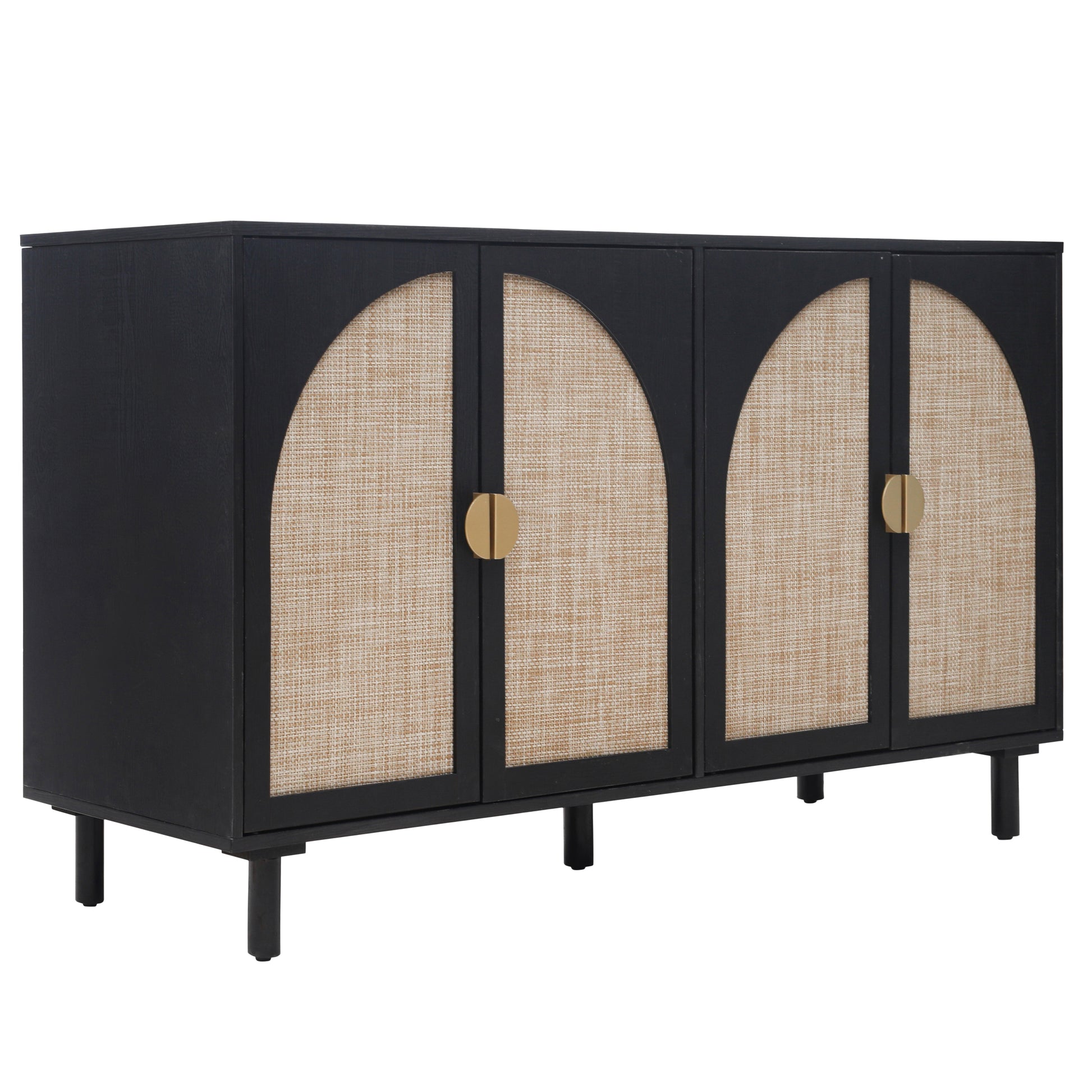 4 Door Cabinet, Suitable For Bedroom, Living Room, Study Black Mdf