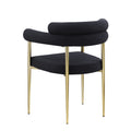 Woker Dining Chairs Set Of 2, Mid Century Modern Dining Chairs, Kitchen Dining Room Chairs, Round Boucle Backrest Sherpa Dining Chair With Brushed Bronze Metal Legs Iron Black Dining Room Foam Round Dining Chairs Foam Metal