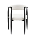 Woker Dining Chairs Set Of 2, Mid Century Modern Dining Chairs, Kitchen Dining Room Chairs, Round Boucle Backrest Sherpa Dining Chair With Black Metal Legs Iron White Black Dining Room Foam Round Dining Chairs Foam Metal