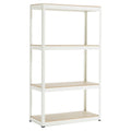 Storage Rack Shelving Unit Storage Shelf Steel Garage Utility Rack 4 Shelf Adjustable Shelves Heavy Duty Display Stand For Books, Kitchenware, Tools Boltless Assembly White White Metal & Wood