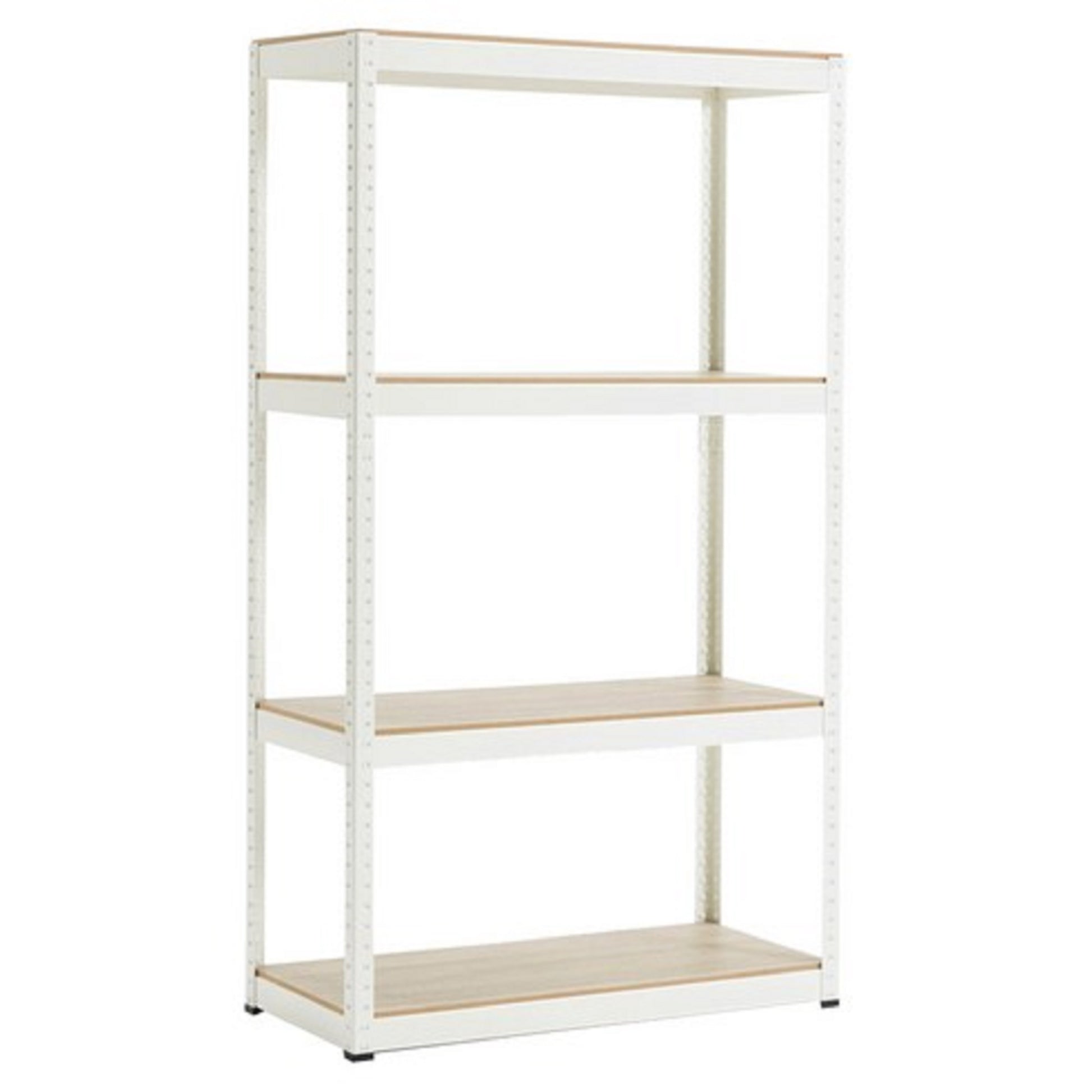 Storage Rack Shelving Unit Storage Shelf Steel Garage Utility Rack 4 Shelf Adjustable Shelves Heavy Duty Display Stand For Books, Kitchenware, Tools Boltless Assembly White White Metal & Wood